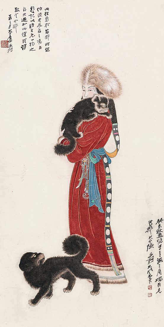 张大千《番女掣厖图》
